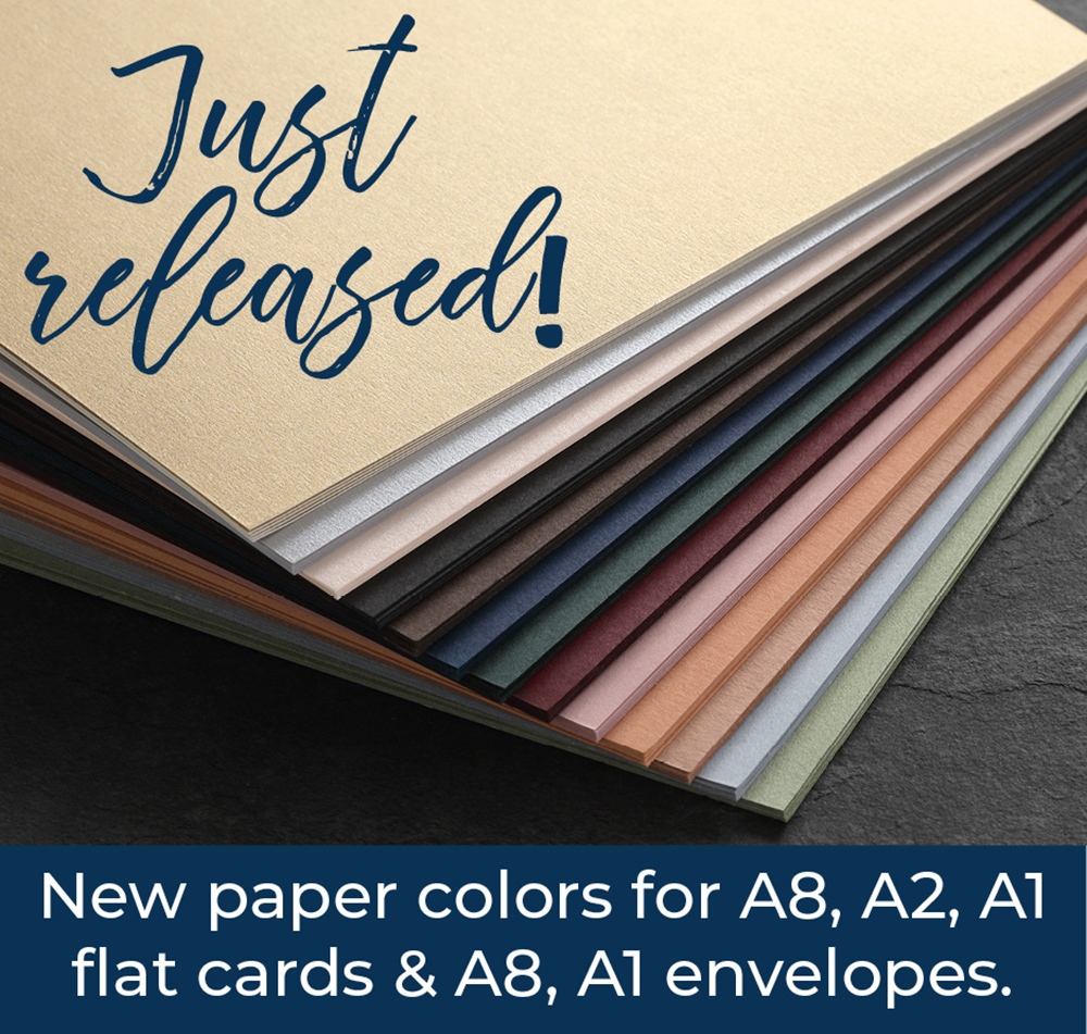 New paper colors for A8, A2, A1 flat cards and A8, A1 envelopes