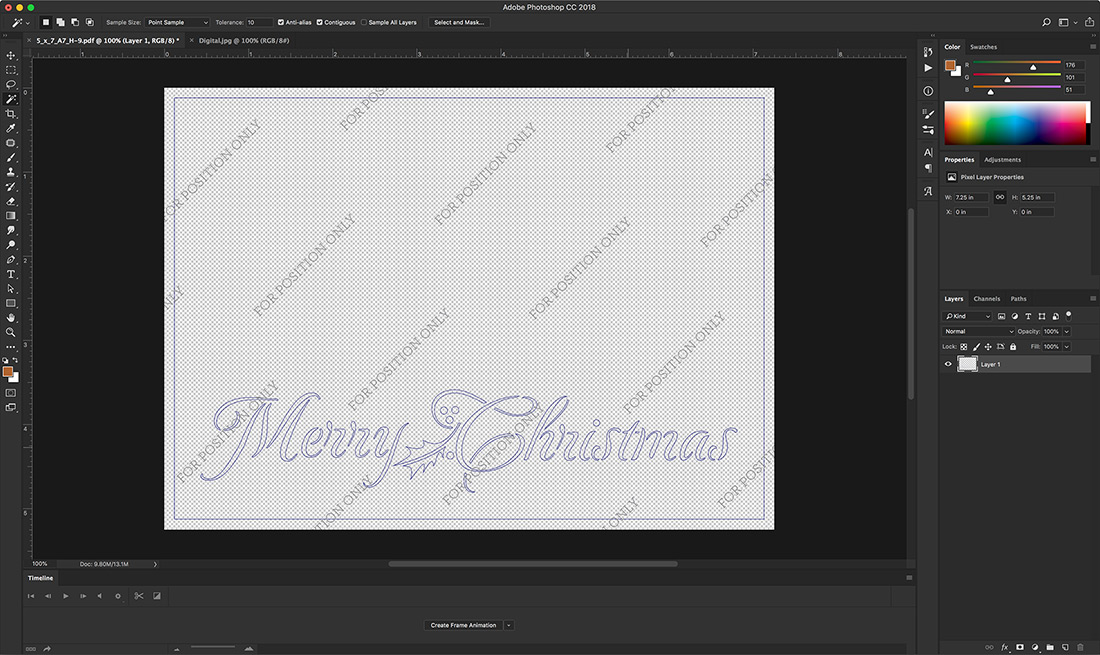 Screenshot of chosen template opened in InDesign. 