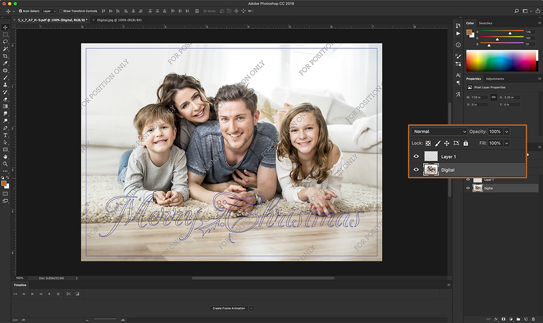 Screenshot of artwork pasted below template in InDesign. 