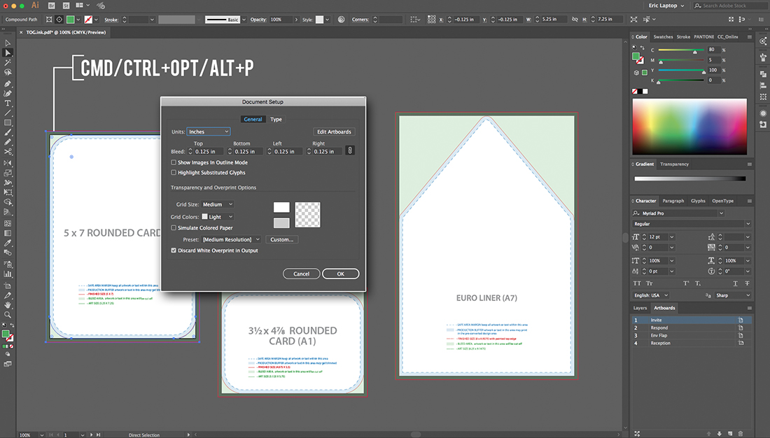 Image of opening document setup in Adobe Illustrator. 
