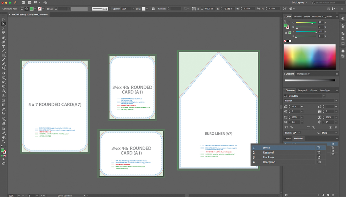 Image of using multiple artboards in one layout in Adobe Illustrator. 