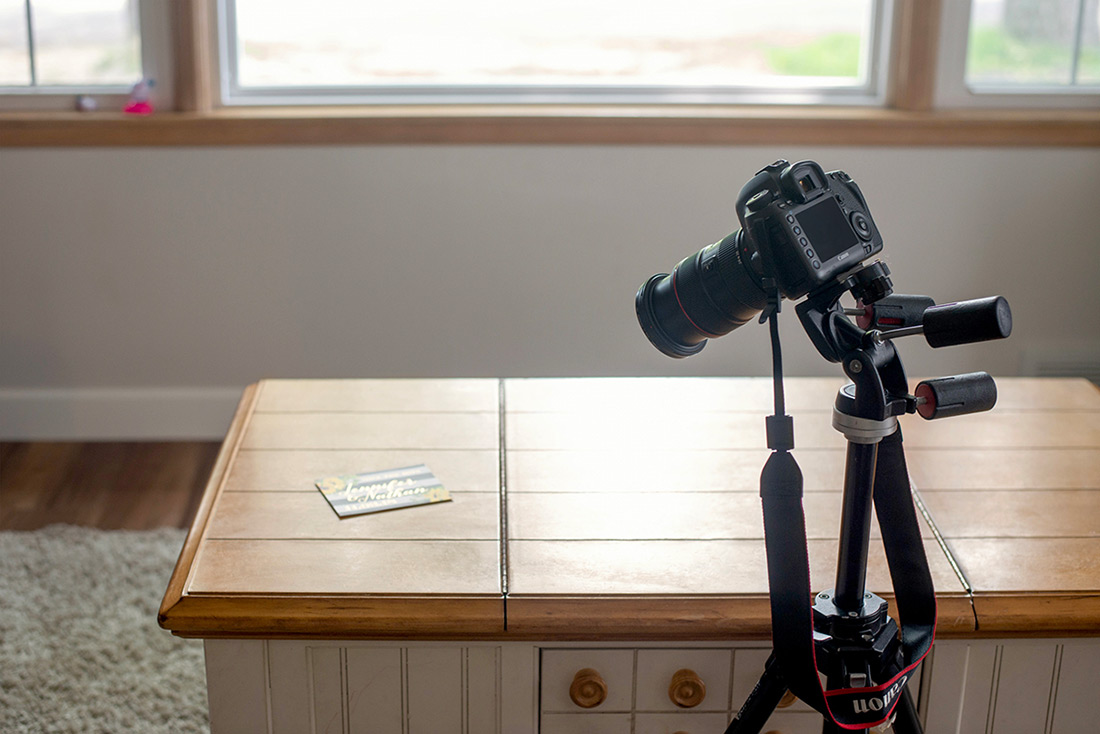 Photograph of camera setup in front of window for window lighting. 