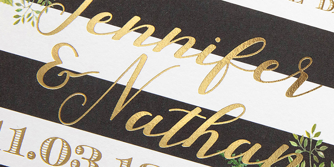 Closeup up of how foil stamping shines with good lighting. 