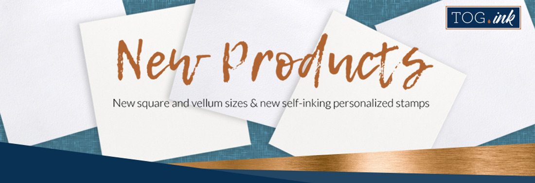 Graphic that says New Products with blank cards in the background. 