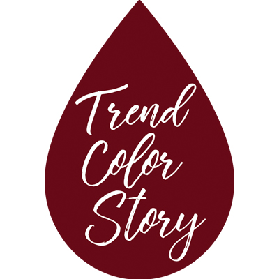 A story board of cherry-colored images and custom print pieces.